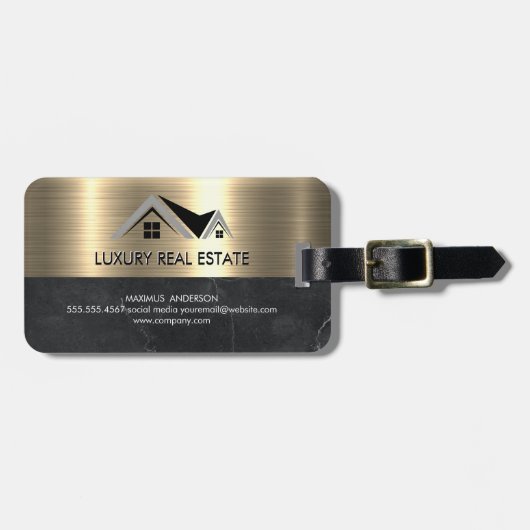 Real Anwesen Agent | Metallgoldmarmorgeschäft Gepäckanhänger (Vorderseite horizontal)