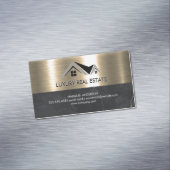 Real Anwesen Agent | Metallgoldmarmorgeschäft Magnetische Visitenkarte (Beispiel)