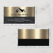 Real Anwesen Agent | Metallgoldmarmorgeschäft Visitenkarte (Vorne/Hinten)