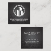 Real Anwesen Agent | Metallischer Hintergrund Quadratische Visitenkarte (Vorne/Hinten)