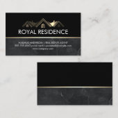 Real Anwesen Agent | Metallisches Gold-Marmor Visitenkarte (Vorne/Hinten)