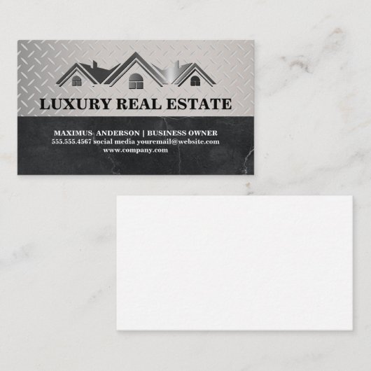 Real Anwesen Agent | Metallmuster Visitenkarte (Vorne/Hinten)
