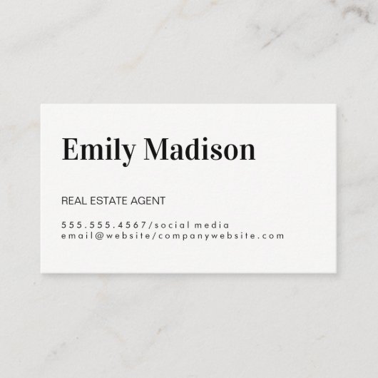 Real Anwesen Agent / Minimalistisch Visitenkarte (Vorderseite)