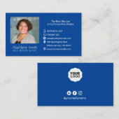 Real Anwesen Agent mit Foto Midnight Blue Visitenkarte (Vorne/Hinten)