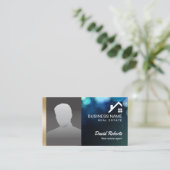Real Anwesen Agent mit Foto Modern Bokeh Lights Visitenkarte (Stehend Vorderseite)