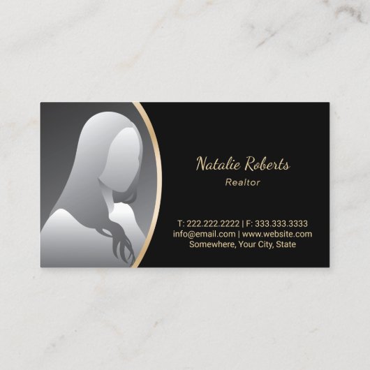 Real Anwesen Agent Modern Gold House Logo Foto Visitenkarte (Rückseite)