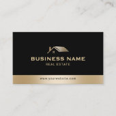 Real Anwesen Agent Modern Gold House Logo Foto Visitenkarte (Vorderseite)