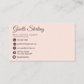 Real Anwesen Agent Navy Blue Blush Pink Foto Visitenkarte (Rückseite)