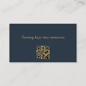 Real Anwesen Agent Navy Blue Gold QR Code Visitenkarte (Rückseite)