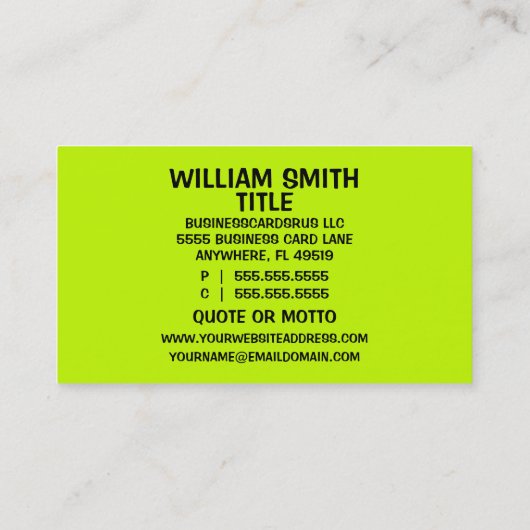 Real Anwesen Agent Neon BRIGHTS Visitenkarte (Rückseite)