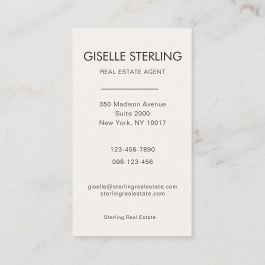 Real Anwesen Agent Neutrales Berufliches Foto Visitenkarte (Rückseite)