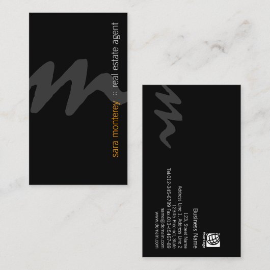 Real Anwesen Agent PropertyInvestment Bold Monogra Visitenkarte (Vorne/Hinten)