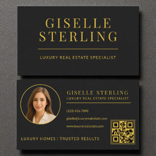 Real Anwesen Agent QR Code für Black and Gold Luxu Visitenkarte