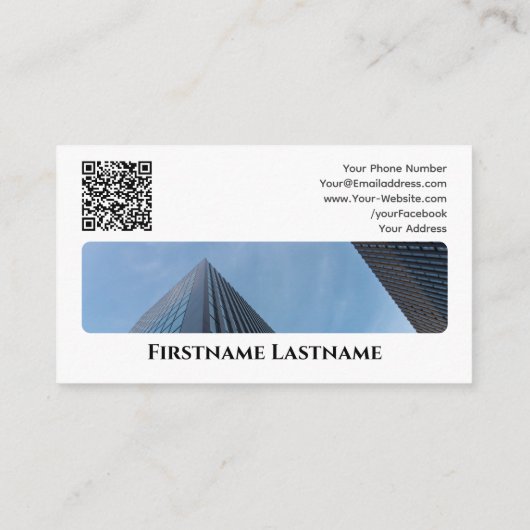 Real Anwesen Agent QR-Code moderne Office-Gebäude Visitenkarte (Rückseite)