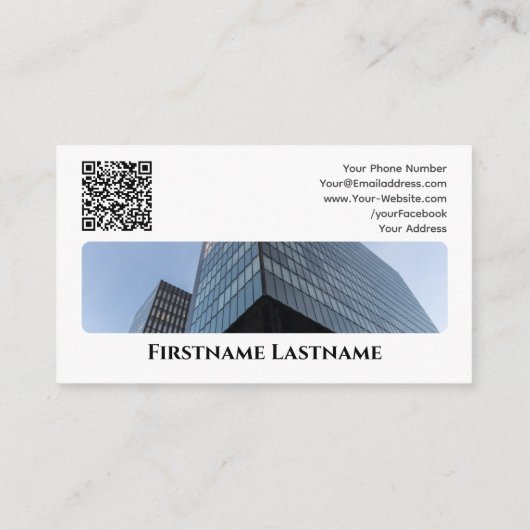 Real Anwesen Agent QR-Code moderne Office-Gebäude Visitenkarte (Rückseite)