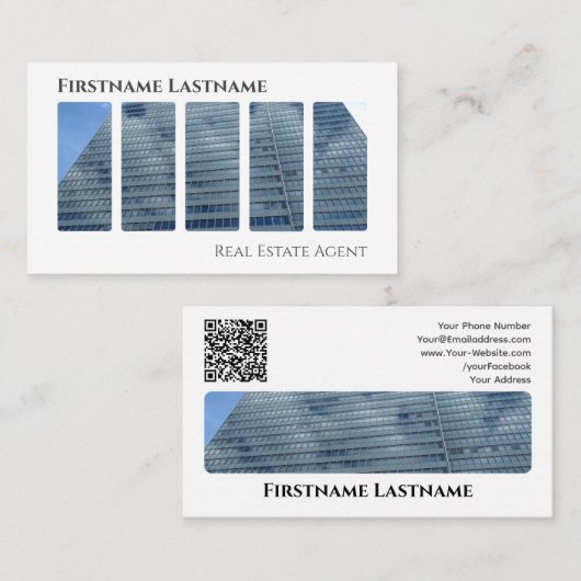 Real Anwesen Agent QR-Code moderne Office-Gebäude Visitenkarte (Vorne/Hinten)