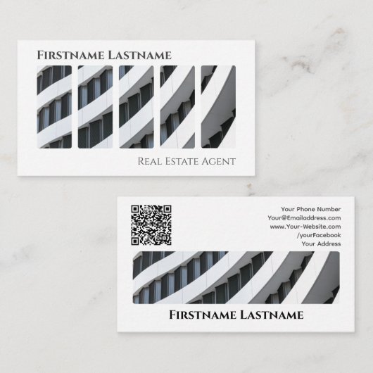 Real Anwesen Agent QR-Code moderne Office-Gebäude Visitenkarte (Vorne/Hinten)