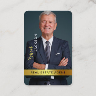 Real Anwesen Agent Realtor Black Gold Custom Foto Visitenkarte