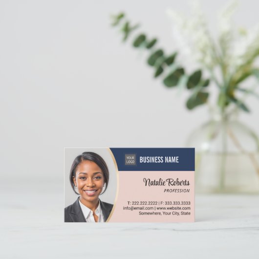 Real Anwesen Agent Realtor Blau & Rosa Benutzerdef Visitenkarte (Stehend Vorderseite)