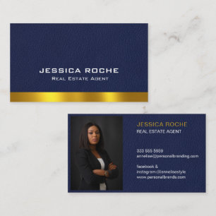 Real Anwesen Agent Realtor Blue & Gold Custom Foto Visitenkarte