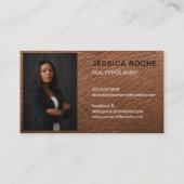 Real Anwesen Agent Realtor Brown Gold Custom Foto Visitenkarte (Rückseite)