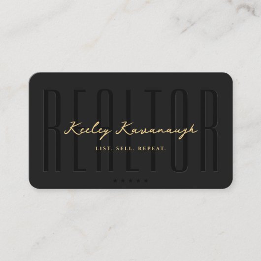 Real Anwesen Agent Realtor Foto Modernes Schwarz Visitenkarte (Vorderseite)