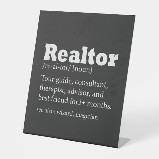 Real Anwesen Agent Realtor Funny Sockelschild (Vorderseite)