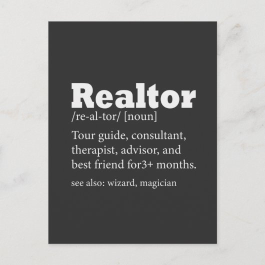 Real Anwesen Agent Realtor Funny Zitat Postcard Postkarte (Vorderseite)