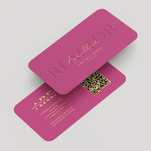 Real Anwesen Agent Realtor Monogram Pink Modern Visitenkarte