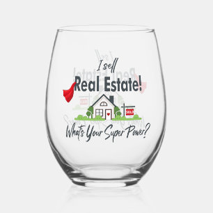 Real Anwesen Agent, Realtor Super Hero Weinglas Ohne Stiel
