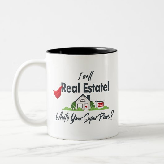 Real Anwesen Agent, Realtor Super Hero Zweifarbige Tasse (Links)