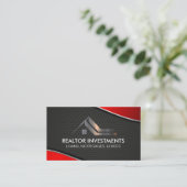 Real Anwesen Agent | Red Metallic | industriell Visitenkarte (Stehend Vorderseite)