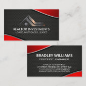 Real Anwesen Agent | Red Metallic | industriell Visitenkarte (Vorne/Hinten)