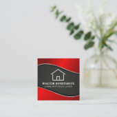 Real Anwesen Agent | Red Metallic | Perforated Mes Quadratische Visitenkarte (Stehend Vorderseite)