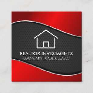 Real Anwesen Agent   Red Metallic   Perforated Mes Quadratische Visitenkarte