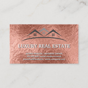 Real Anwesen Agent   Rose Gold Foil Textur Visitenkarte