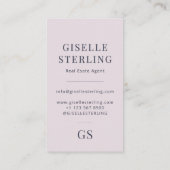 Real Anwesen Agent Rose Quarz Lila Monogramm Visitenkarte (Rückseite)