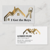 Real Anwesen Agent | Schlüssel | Gold Zuhause Visitenkarte (Vorne/Hinten)