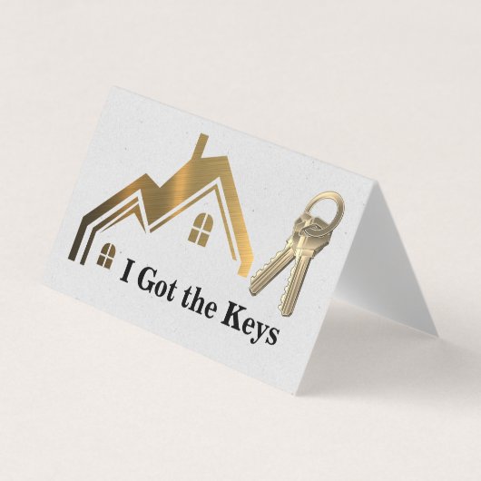 Real Anwesen Agent | Schlüssel | Gold Zuhause Visitenkarten (Vorderseite)