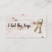 Real Anwesen Agent | Schlüssel | Holz und Murmel Visitenkarte (Vorderseite)