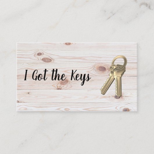 Real Anwesen Agent | Schlüssel | Holz und Murmel Visitenkarte (Vorderseite)