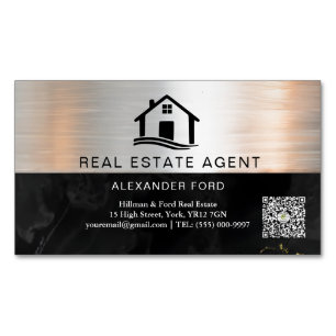 Real Anwesen Agent silber Metallic Gold Marmor Magnetische Visitenkarte