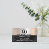 Real Anwesen Agent silber Metallic Gold Marmor Visitenkarte (Stehend Vorderseite)