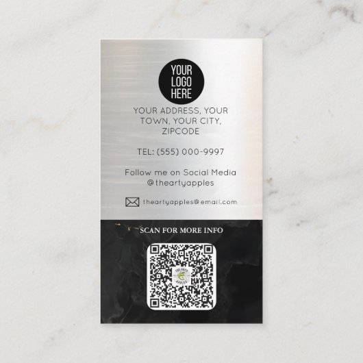 Real Anwesen Agent silber Metallic Gold Marmor Visitenkarte (Rückseite)