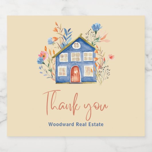 Real Anwesen Agent Vielen Dank an unsere Kunden Schaumweinetikett (Einzelnes Label)