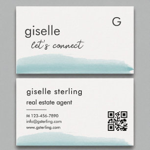 Real Anwesen Agent Watercolor Aqua Brush QR Code Visitenkarte