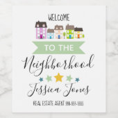 Real Anwesen Agent willkommen in der Nachbarschaft Weinetikett (Einzelnes Label)