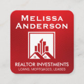 Real Anwesen Agent | Zuhause Seller | Rote Streife Quadratische Visitenkarte (Vorderseite)