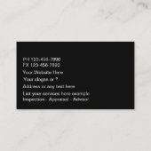 Real Anwesen Appraiser Business Cards Visitenkarte (Rückseite)