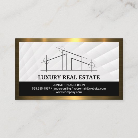 Real Anwesen Architect | Gold - Metallgrenze Visitenkarte (Vorderseite)